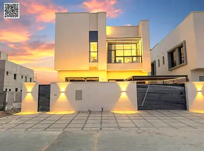 Ready-to-move-in luxury villa in Al Yasmeen, Ajman | 5 master bedrooms + roof terrace | Registration fees, electricity, water, and air conditioning in