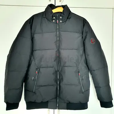 Black Men's Puffer Jacket - Warm Winter Coat, size L. Good Condition.