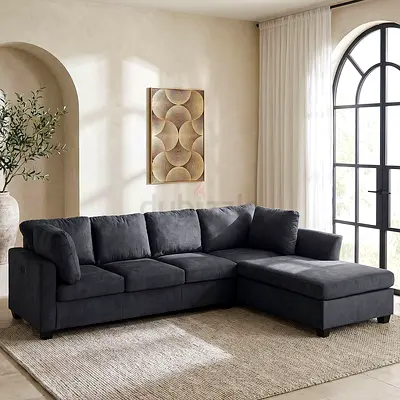 New Urbandale 4-Seater Reversible Corner Fabric Sofa with Dropdown Cupholders and USB Port