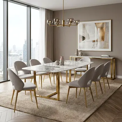 New Pearl 8-Seater Sintered Stone Top Dining Set