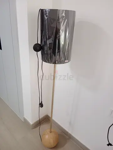 Wooden base floor lamp with black shade | PAN HOME |