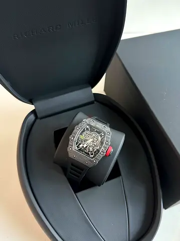 Richard Mille style men's automatic skeleton watch with red crown (in box)