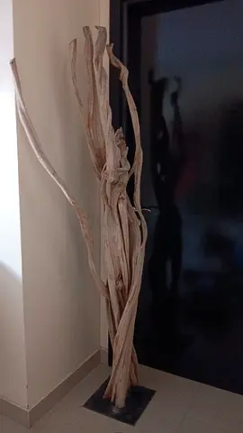 Decorative Tall Driftwood Sculpture on Metal Base