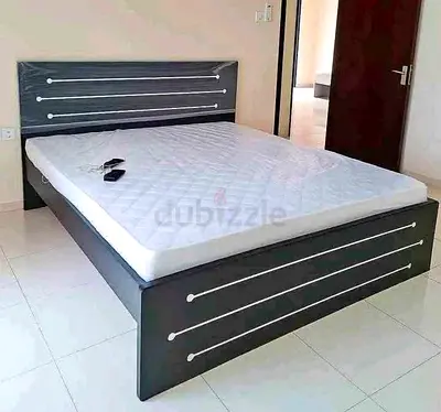 Black Original MDF Wood Queen Bed With Medical Mattress New For Sale