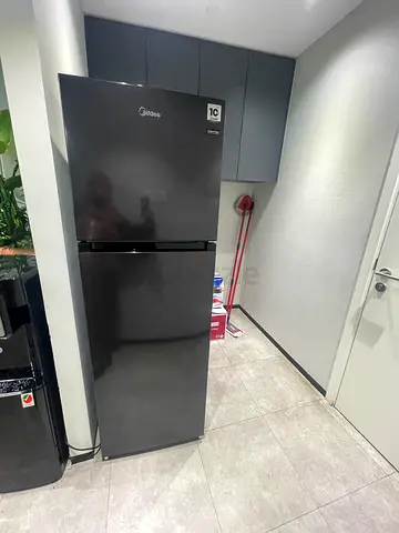 Black Midea Double-Door Refrigerator - Good Working Condition