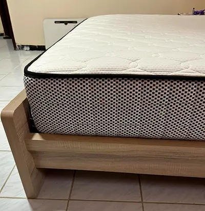 Single wooden bed frame with mattress - good condition bed size 150x200