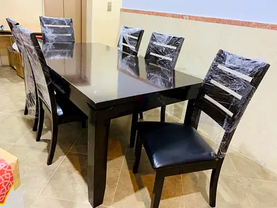 HOME CENTER HAVANA 1 Solid Dark Brown Wooden 6-Seater Dining Table with Chairs — Good Condition