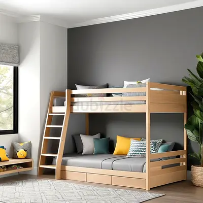 Bunk Bed with Storage Drawers - Light Oak Finish