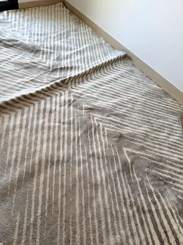 Large beige striped area rug - good condition