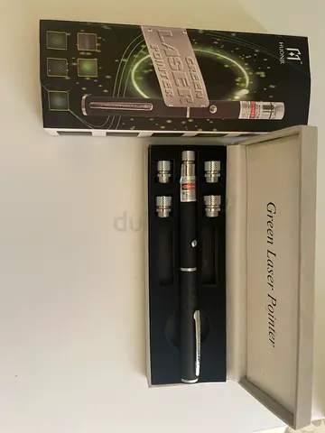Green Laser Pointer Pen with Multiple Caps - not used more few times