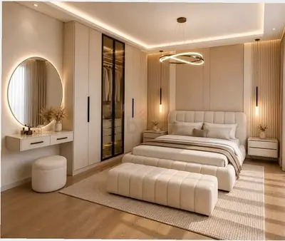 Simple elegant 160*200 boucle bubble bed with ottoman