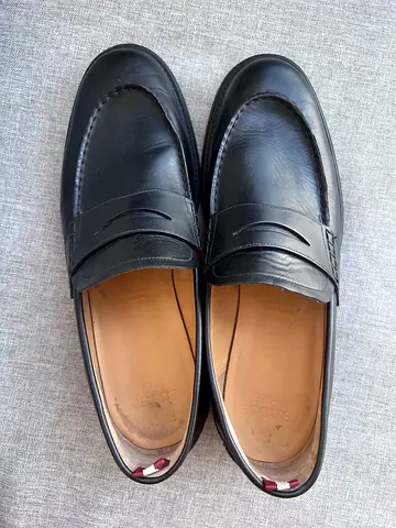 Bally Black Leather Penny Loafers