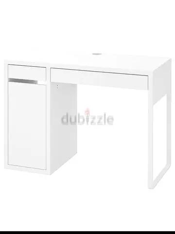White modern study desk with drawer and cabinet