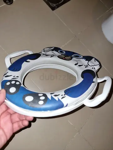 Kids Toilet Seat Trainer Ring with Handles - Blue Puppy Design