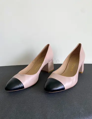 Stuart Weitzman - black cap-toe block heel pumps - size 41.5