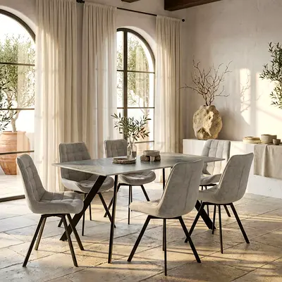 New Movo Tridox 6-Seater Sintered Stone Top Dining Set