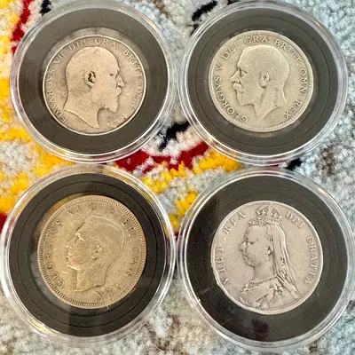 Silver Half Crown Collection Great Britain (old antique coins)