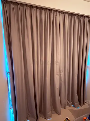 Grey blackout curtains - three rooms, excellent condition, with netting