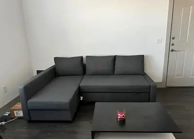 Grey L-shaped Sofa bed with Storage - Good Condition