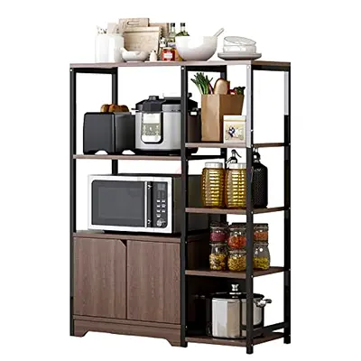 4-Tier Microwave Oven Stand, Save Space Organizer Shelf with Storage Cabinet
