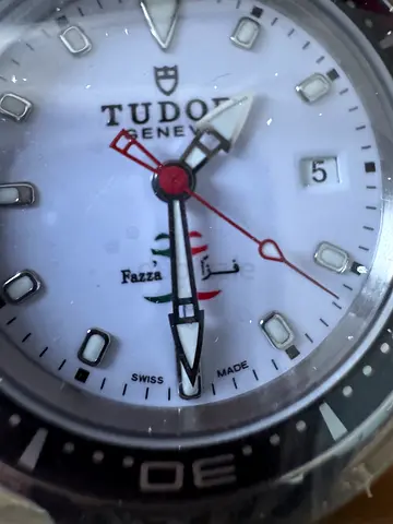 Tudor Geneve men's wristwatch - white dial, black bezel -2005OW and Fazza branded