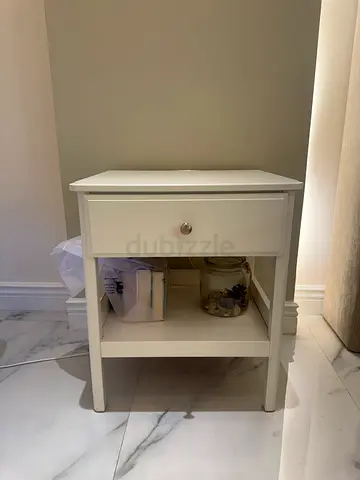 2 Small ikea white bedside table with drawer and shelf - good condition