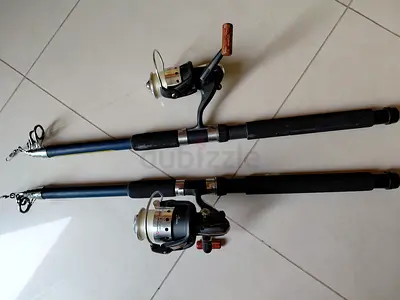 Used telescopic fishing rods with reels - set of 2, good working condition
