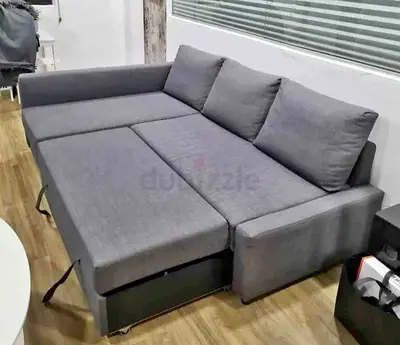 Gray L-shaped Sofa Bed with Storage - Convertible Corner Sofa
