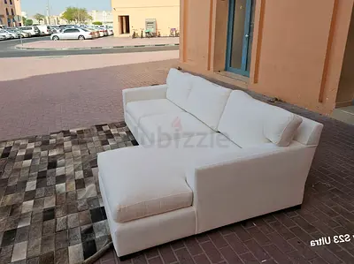 Stylish __ Modren Crate&Barrel Axis L Shape Sofa Beige