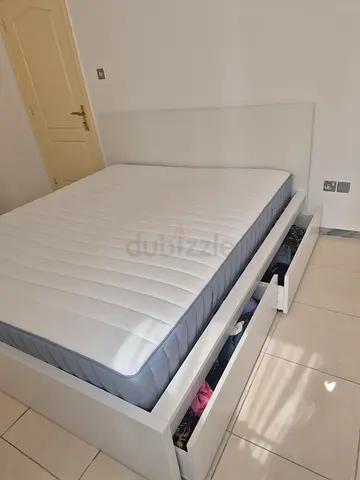 IKEA Double Bed Frame with 4 Storage Drawers + Mattress Included