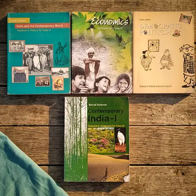 Set of Class 9 Social Science Textbooks (History, Economics, Political Science, Geography)