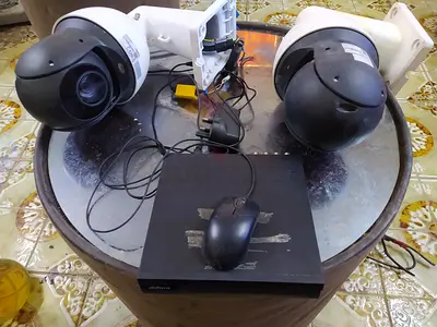 Pair of PTZ CCTV Dome Security Cameras with Wall Mounts