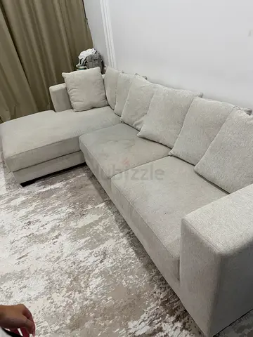 Light grey L-shaped sectional sofa with chaise - good condition