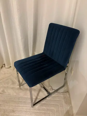 Set of 2 Navy Velvet Dining Chairs with Metal legs from home ur us
