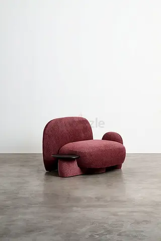 Modern Burgundy Upholstered Lounge Chair — Comfortable Designer Seat