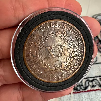 1849 Portugal 20 Reis coin (old antique coins)