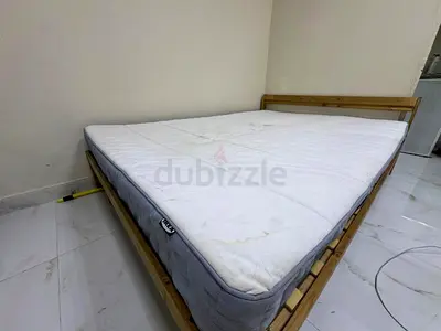 Wooden Bed Frame with Used Mattress - Double/Queen Size