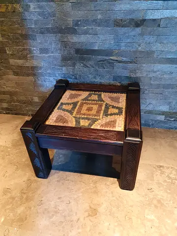 Solid Wood Carved Moroccan table mosaic