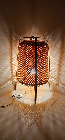 Handwoven Rattan Floor Lamp - Warm Ambient Lighting - Bought from IKEA