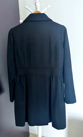 Black Women's Wool Mid-Length Coat - Flawless Condition