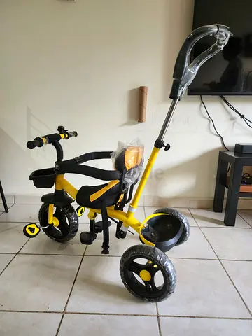 Yellow 3-in-1 Kids Tricycle with Parent Push Handle — Good Condition