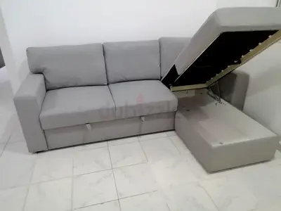 IKEA BÅRSJÖV - Light Grey Corner Sofa Bed with storage