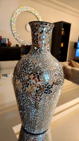 Decorative Silver Mosaic Vase — Large ornamental piece