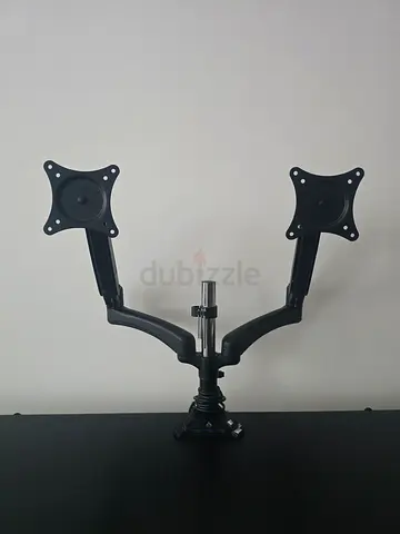 Dual adjustable monitor arm mount - desk clamp swivel tilt