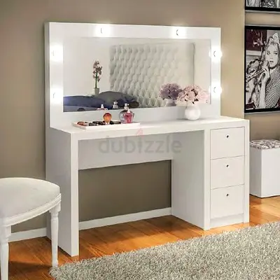 Danube Home White Makeup Vanity Table with Mirror & 3 Drawers