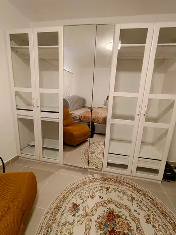 White mirrored 6-door wardrobe with glass panels — good condition