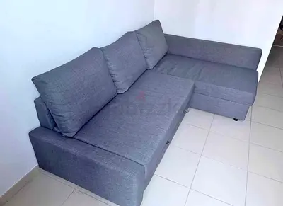 Gray L-shaped Fabric Sofa bed with Storage - Good Condition