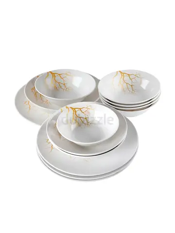 18 Piece Porcelain Dinnerware Set, 6x27cm Dinner Plates, 6x20cm Side Plates, 6x15.5cm Bowls