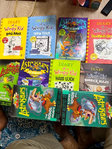 Collection of kids' books: Diary of a Wimpy Kid series + AstroSquads/AstroSauruses