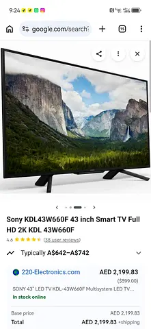 Sony 43" KDL-43W660F Full HD Smart LED TV - Good Working Condition